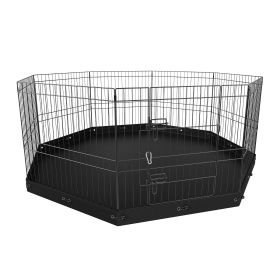 8 Panels Foldable Metal Dog Exercise Pen Playpen with Bottom Pad, 24" H, Indoor Outdoor for Small Medium Pets