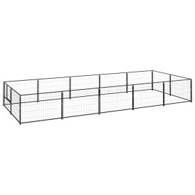 Dog Kennel Black 107.6 sq ft Steel