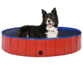 Foldable Dog Swimming Pool Red 63 in x11.8 in PVC