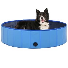 Foldable Dog Swimming Pool Blue 47.2 in x11.8 in PVC