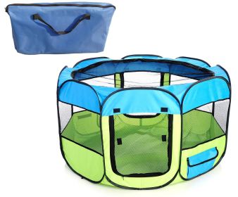 All-Terrain' Lightweight Easy Folding Wire-Framed Collapsible Travel Pet Playpen (Size (PL): Medium, Color (PL): Blue)