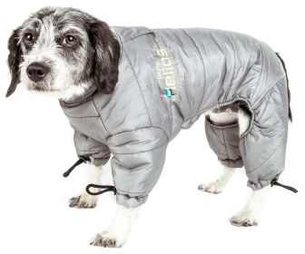 Helios Thunder-crackle Full-Body Waded-Plush Adjustable and 3M Reflective Dog Jacket (Size: large, Color (DH): Silver)