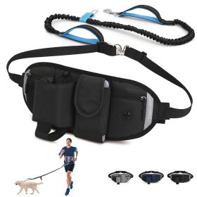 Hands Free Dog Leash with Waist Bag for Walking Small Medium Large Dogs;  Reflective Bungee Leash with Car Seatbelt Buckle and Dual Padded Handles (Color: Black, Leash: 1 dog)