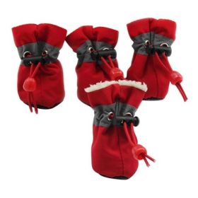 Dog Boots 4 PCS Set (Color: Red, Size: medium)