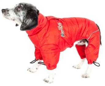 Helios Thunder-crackle Full-Body Waded-Plush Adjustable and 3M Reflective Dog Jacket (Size: medium, Color (DH): Red)